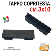 Carica l'immagine nel visualizzatore di Gallery, 10pz TAPPI TAPPO RETTANGOLARE 30x100 NERO COPRITESTA cm 3x10 ALETTATO