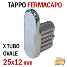 Carica l'immagine nel visualizzatore di Gallery, TAPPI TAPPO FERMACAPO ABS CROMATO X TUBO OVALE 25x12mm X GANCIO NEGOZIO