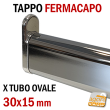 Carica l'immagine nel visualizzatore di Gallery, TAPPI TAPPO FERMACAPO ABS CROMATO X TUBO OVALE 30x15mm X GANCIO NEGOZIO montato