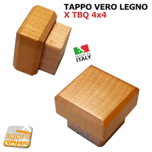 Carica l'immagine nel visualizzatore di Gallery, TAPPO QUADRATO ARREDO VERO LEGNO FAGGIO 45x45mm X TUBO QUADRO 40X40MM