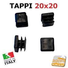 Carica l'immagine nel visualizzatore di Gallery, TAPPI TAPPO QUADRATO 20x20mm NERO IN PLASTICA altezza 5mm PUNTALE cm 2x2