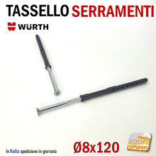 Carica l'immagine nel visualizzatore di Gallery, TASSELLO PER MURI MOLTO LUNGO E ROBUSTO FISSAGGIO SERRAMENTI TESTA LARGA D8MM