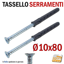 Carica l'immagine nel visualizzatore di Gallery, TASSELLO PROLUNGATO NYLON 10X80 VITE ACCIAIO WUR WURTH SERRAMENTI FORO 10mm SHARK