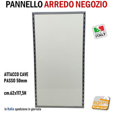 Carica l'immagine nel visualizzatore di Gallery, PANNELLO TESTATA FREE STANDING ESPOSITORE PORTA GANCI BROCHE BARRA APPENDERIA ADERENTE ARREDO PARETE NEGOZIO ATTREZZATURA PASSO 50MM p5cm