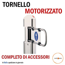 Carica l'immagine nel visualizzatore di Gallery, tornello motorizzato gunnebo pass-o-mat c1 right hand antipanico guida file altezza 1170mm larghezza 260mm profondità 150mm motore 230V 45W cromato AUTOMATICO VARCO PASS