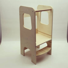 Carica l'immagine nel visualizzatore di Gallery, TORRE DI APPRENDIMENTO SGABELLO ALTEZZA REGOLABILE IN LEGNO NATURALE PANCHETTA