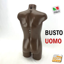 Carica l'immagine nel visualizzatore di Gallery, MANICHINO BUSTO UOMO H 90 CM BROWN CON ATTACCHI SCHIENA - COLLO PER BASE TORSO ESPOSIZIONE VETRINE NEGOZI ABBIGLIAMENTO PER ABITI VESTITI COLORE MARRONE IN PRONTA CONSEGNA