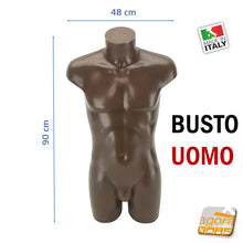 Carica l'immagine nel visualizzatore di Gallery, MANICHINO BUSTO UOMO H 90 CM BROWN CON ATTACCHI SCHIENA - COLLO PER BASE TORSO ESPOSIZIONE VETRINE NEGOZI ABBIGLIAMENTO PER ABITI VESTITI COLORE MARRONE STA IN PIEDI DA SOLO