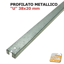 Carica l'immagine nel visualizzatore di Gallery, PROFILATO METALLICO ZINCATO U LAMIERA PIEGATA CDZ 38x20x1180 mm