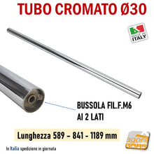 Carica l'immagine nel visualizzatore di Gallery, TUBO TONDO CR D30 CON BUSSOLE FILETTATE M6 SP1,5MM ARREDO NEGOZIO ATTREZZATURA PARETE BARRA APPENDERIA ALLESTIMENTO NEGOZI