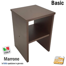 Carica l'immagine nel visualizzatore di Gallery, comodino tavolino basic marrone moderno compatto economico semplice design servetto porta riviste