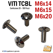 Carica l'immagine nel visualizzatore di Gallery, Viti metriche M6 testa bombata larga belle nichelate ben rifinite M6x14 M6x15 M6x20mm Vite filettata in metallo