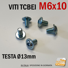 Carica l'immagine nel visualizzatore di Gallery, viti filettate testa bombata brugola zincate Diametro 6mm lunghezza 10mm