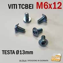 Carica l'immagine nel visualizzatore di Gallery, brugola filettata diametro 6 x12 mm zincata testa bombata