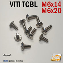 Carica l'immagine nel visualizzatore di Gallery, Viti metriche filettate testa bombata grossa TCBL M6x14 M6x20 Nichelata