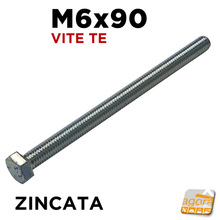 Carica l'immagine nel visualizzatore di Gallery, 5pz VITI VITE TE M6x90 ZINCATO BIANCO TESTA ESAGONALE FILETTO METRICO BULLONE