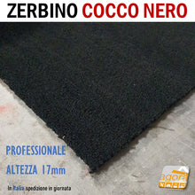 Carica l'immagine nel visualizzatore di Gallery, Zerbino Tappeto Cocco Nero Sp. 17mm Professionale per negozi HQ tappeti per attività negozi bar ristoranti uffici qualità robusto scuro setole forti