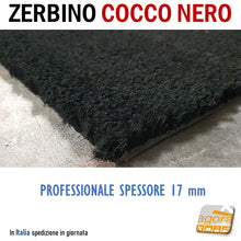 Carica l'immagine nel visualizzatore di Gallery, Zerbino Tappeto Cocco Nero Sp. 17mm Professionale per negozi HQ tappeti per attività negozi bar ristoranti uffici qualità robusto scuro setole forti pulibile e lavabile