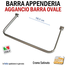 Carica l'immagine nel visualizzatore di Gallery, BARRA PARETE APPENDERIA X TUBO OVALE APPENDIABITI PORTA ABITI ARREDO NEGOZIO attrezzatura esposizione negozio portabiti appendino aggiuntivo attacco barra ovale