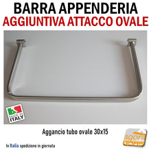 Carica l'immagine nel visualizzatore di Gallery, BARRA PARETE APPENDERIA X TUBO OVALE APPENDIABITI PORTA ABITI ARREDO NEGOZIO attrezzatura esposizione negozio portabiti appendino aggiuntivo attacco barra ovale ganci espositivi arredamento negozio