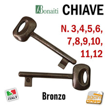 Carica l'immagine nel visualizzatore di Gallery, chiavi porte porta CHIAVE X SERRATURA PORTA INTERNA BONAITI PATENT IN METALLO BRONZO chiavi per porte interne normali in metallo N 3-4-5-6-7-8-9-10-11-12