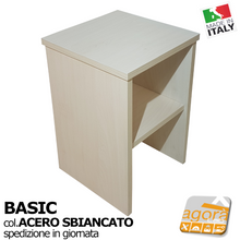 Carica l'immagine nel visualizzatore di Gallery, Comodino Tavolino Panchetta Servetto Pianetto con vano a giorno BASIC Acero Sbiancato Design