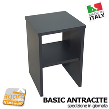 Carica l'immagine nel visualizzatore di Gallery, Comodino Tavolino Panchetta Servetto Pianetto con vano a giorno BASIC antracite grigio scuro grafite Nuovo