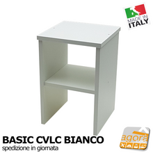 Carica l'immagine nel visualizzatore di Gallery, Comodino Tavolino Panchetta Servetto Pianetto con vano a giorno BASIC CVLC BIANCO