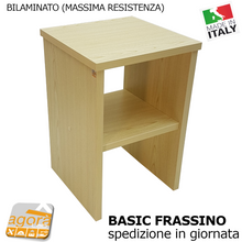 Carica l'immagine nel visualizzatore di Gallery, Comodino Tavolino Panchetta Servetto Pianetto con vano a giorno BASIC color Frassino Robusto Solido bello