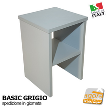 Carica l'immagine nel visualizzatore di Gallery, Comodino Tavolino Panchetta Servetto Pianetto con vano a giorno BASIC GRIGIO 475 compatto small ridotto the best