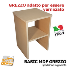 Carica l'immagine nel visualizzatore di Gallery, Comodino Tavolino Panchetta Servetto Pianetto con vano a giorno BASIC MDF GREZZO x decoupage da verniciare x bricolage
