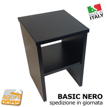 Carica l'immagine nel visualizzatore di Gallery, Comodino Tavolino Panchetta Servetto Pianetto con vano a giorno BASIC nero HQ alla moda miglior prodotto