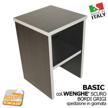 Carica l'immagine nel visualizzatore di Gallery, Comodino Tavolino Panchetta Servetto Pianetto con vano a giorno BASIC wengè grigio