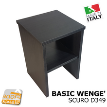 Carica l'immagine nel visualizzatore di Gallery, Comodino Tavolino Panchetta Servetto Pianetto con vano a giorno BASIC WENGE D349 SCURO legno venato compatto x alberghi case hotel HQ