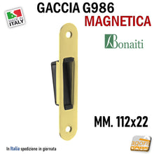 Carica l'immagine nel visualizzatore di Gallery, Riscontro Gaccia G986 Magnetico ottone satinato lucido Bonaiti per Serrature B-TWIN Incontro F22x112mm