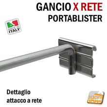 Carica l'immagine nel visualizzatore di Gallery, Ganci in filo per negozi attacco a rete metallica portablister cromati grande diametro L36cm