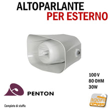 Carica l'immagine nel visualizzatore di Gallery, DIFFUSORE MUSICALE PER ESTERNO PENTON MSH30T RESISTENTE ALL'ACQUA 100V 8OHM 30W GRIGIO CHIARO cassa audio per esterno per locali e negozi