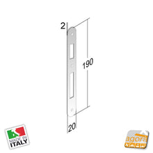 Carica l'immagine nel visualizzatore di Gallery, scheda dimensionale con misure gaccia x serratura porta bonaiti di colore bronzo verniciato lunghezza totale 190 mm ricambio made in italy