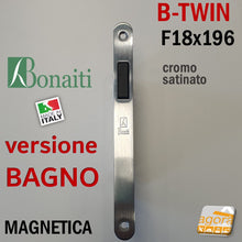 Carica l'immagine nel visualizzatore di Gallery, Serratura per bagno wc doppio quadro 8 - 6mm cromo sat magnetica bonaiti 18x196mm e50 i90