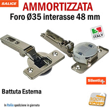 Carica l'immagine nel visualizzatore di Gallery, cerniera cerniere salice ammortizzata collo 0 basso battuta esterna i48 foro 35 regolabile C7A6AE9