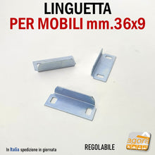 Carica l'immagine nel visualizzatore di Gallery, LINGUETTA L PER MOBILI SERRATURA ANTA CASSETTO MM.36X9H REGOLABILE ZINCATA 10PZ accesso ri per mobili