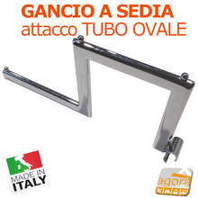 Carica l'immagine nel visualizzatore di Gallery, Gancio Broche arredo negozio attacco tubo ovale a scaletta attrezzatura Broche arredo negozio 2 livelli attacco tubo ovale barra