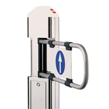 Carica l'immagine nel visualizzatore di Gallery, tornello motorizzato gunnebo pass-o-mat c1 right hand antipanico guida file altezza 1170mm larghezza 260mm profondità 150mm motore 230 V 45 W in alluminio cromato