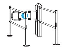 Carica l'immagine nel visualizzatore di Gallery, tornello motorizzato gunnebo pass-o-mat c1 right hand antipanico guida file altezza 1170mm larghezza 260mm profondità 150mm motore 230 V 45 W in alluminio cromato con colonne guida fila e dispositivo automatico antipanico 110 N