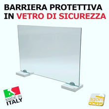 Carica l'immagine nel visualizzatore di Gallery, Barriera Divisoria Parafiato di Protezione Covid19 cm 58,5x41 Divisorio anticontatto in VETRO Temperato.