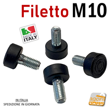 Carica l'immagine nel visualizzatore di Gallery, PIEDI PIEDE PIEDINO FILETTATO M10x20mm IN GOMMA D23x12 PER MOBILI E TELAI 4-100pz