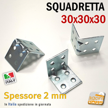 Carica l'immagine nel visualizzatore di Gallery, lastrina angolare di fissaggio per telai pannelli squadretta forata a L 30x30 acciaio