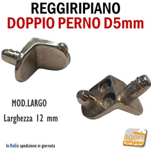 Carica l'immagine nel visualizzatore di Gallery, Reggiripiano Wurth largo 12mm a squadretta a L 12mm zama fori 5mm 2 perni 2 fori