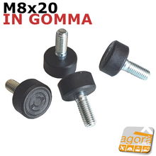 Carica l'immagine nel visualizzatore di Gallery, PIEDE PIEDINO FILETTATO M8x20MM IN GOMMA D23X12 PER MOBILI E TELAI