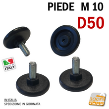 Carica l'immagine nel visualizzatore di Gallery, piedini regolabili piede piedi filettati inserto metrico diametro 5cm 50mm filetto 10mm MA10 nero polimero acciaio 4pz